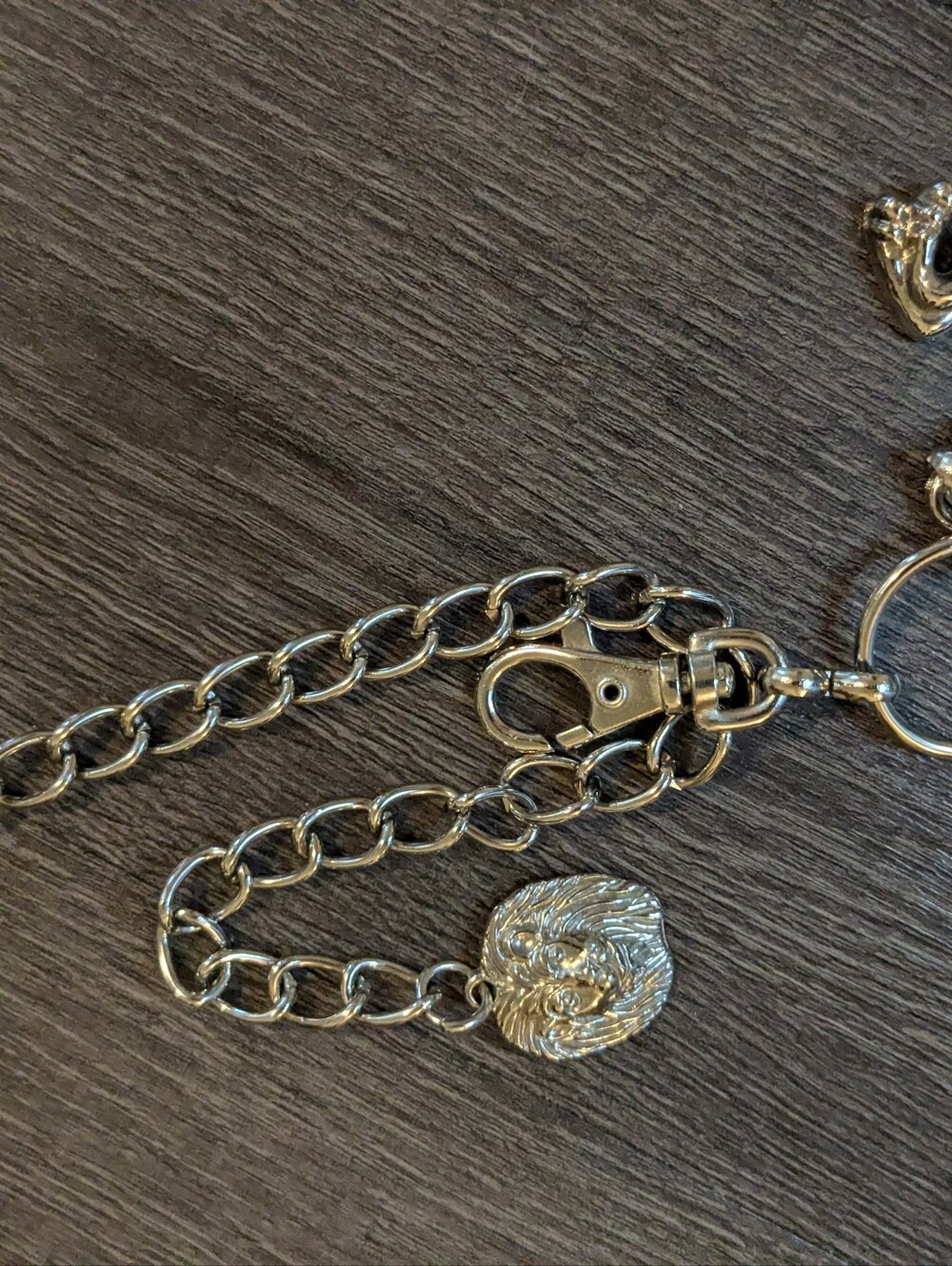 Vintage Silver Tone Horse Link Chain Belt Lion Charm Western Rodeo SZ 32-36" M/L - Picture 5 of 11